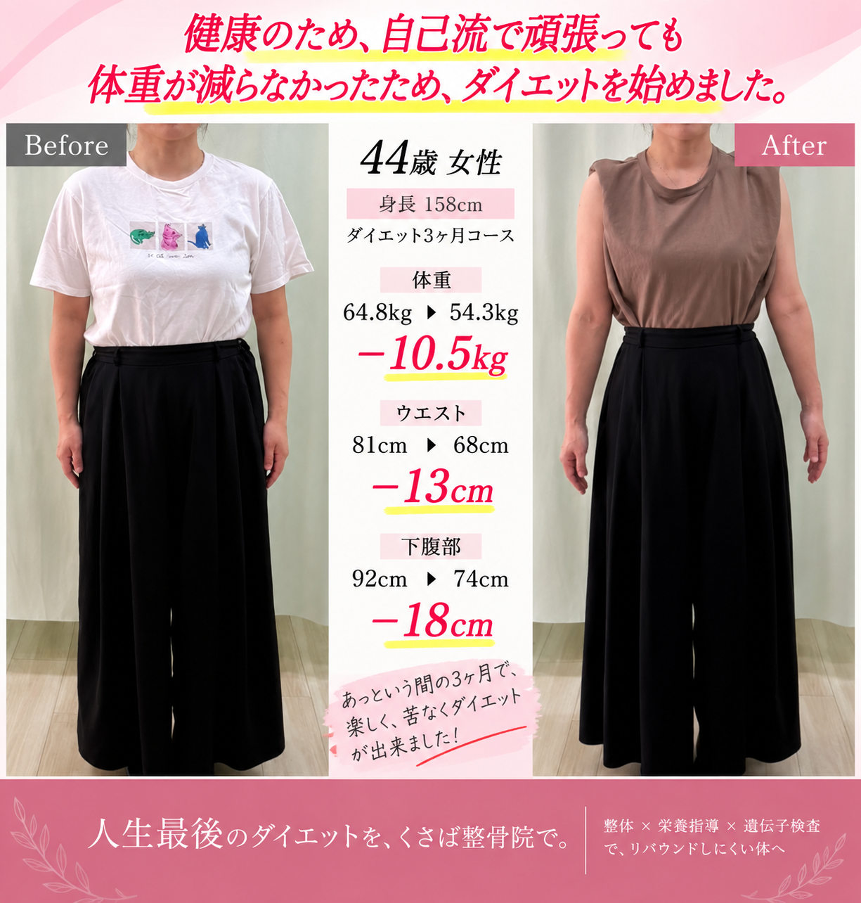 症例5・44歳女性の3ヶ月間のBefore／After