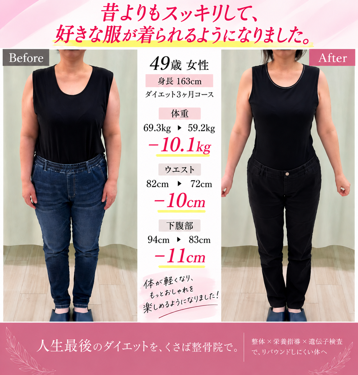 症例7・49歳女性の3ヶ月間のBefore／After